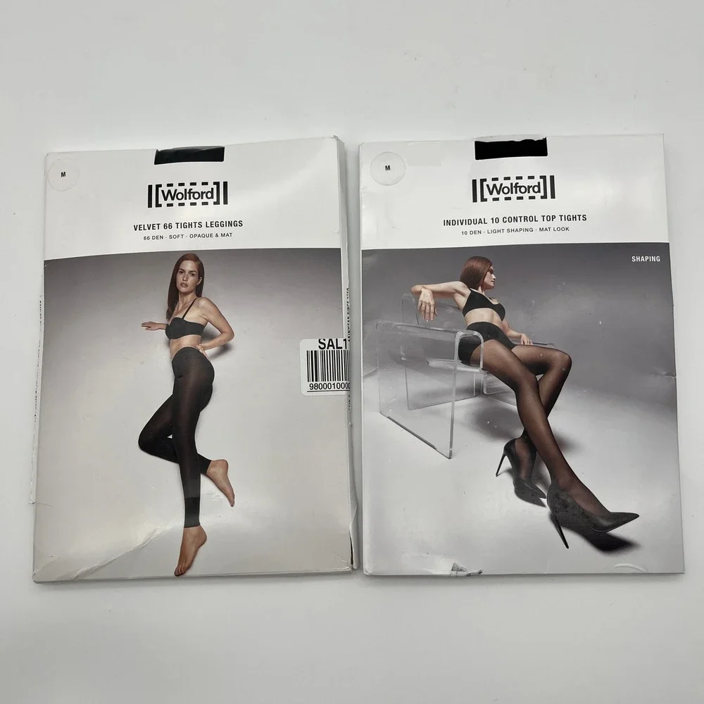 Wolford‎ Tights Bundle M Black Velvet 66 Leggings Individual 10 Control Top